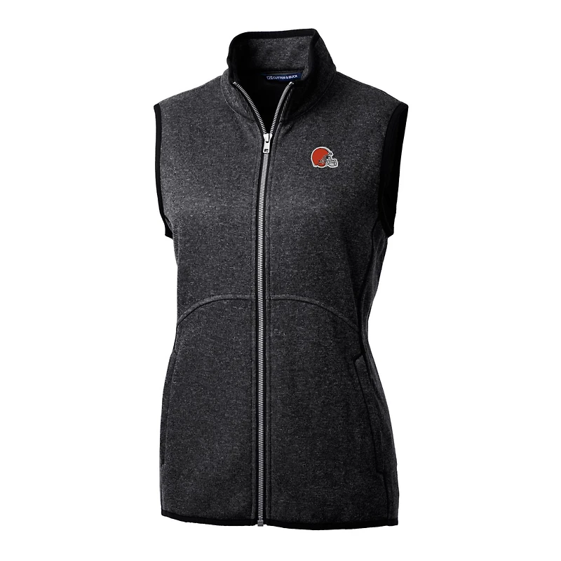 Gilet en tricot à fermeture éclair intégrale pour femme, couleur anthracite chiné, Cutter & Buck, Cleveland Browns