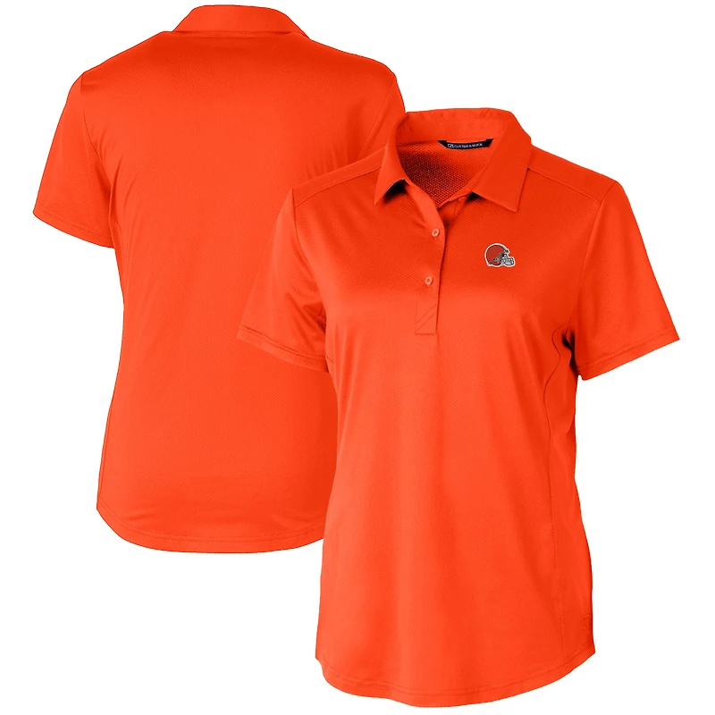 Women's Cutter & Buck Orange Cleveland Browns Prospect Textured Stretch Polo