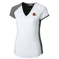 Women's Cutter & Buck White/Gray Cleveland Browns Presley V-Neck T-Shirt