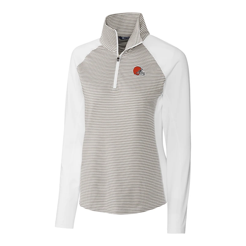 Veste demi-zip à rayures ton sur Cutter & Buck pour femme, blanche, des Cleveland Browns Forge