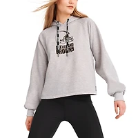Sweat à capuche raglan DKNY Sport pour femmes, gris chiné, Cleveland Browns Debbie Dolman