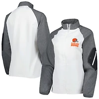 Dunbrooke Blanc/Gris Cleveland Browns Hurricane Raglan Coupe-vent entièrement zippé pour femme