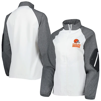 Dunbrooke Blanc/Gris Cleveland Browns Hurricane Raglan Coupe-vent entièrement zippé pour femme