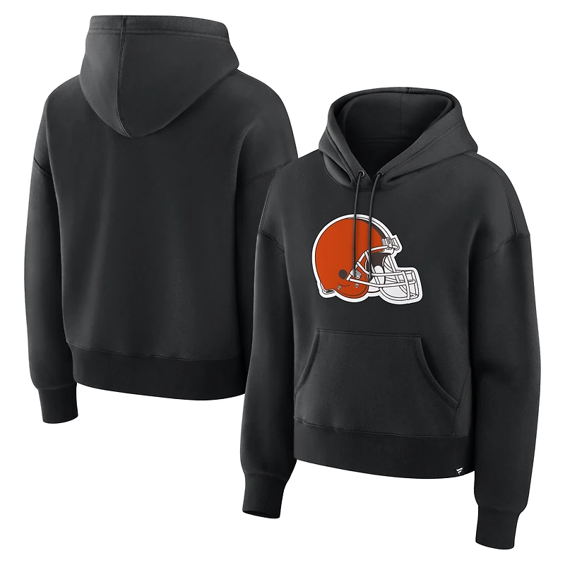 Sweat à capuche Fanatics noir Cleveland Browns pour femme, coupe décontractée, taille haute, modèle Essential Legacy