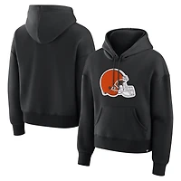 Sweat à capuche Fanatics noir Cleveland Browns pour femme, coupe décontractée, taille haute, modèle Essential Legacy