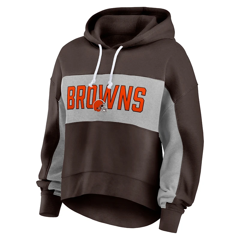 Women's Fanatics Brown/Heather Gray Cleveland Browns Filled Stat Sheet Pullover Hoodie