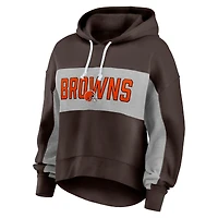 Women's Fanatics Brown/Heather Gray Cleveland Browns Filled Stat Sheet Pullover Hoodie