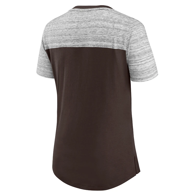 Women's Fanatics Brown/Heathered Gray Cleveland Browns Close Quarters V-Neck T-Shirt