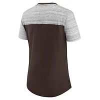 Women's Fanatics Brown/Heathered Gray Cleveland Browns Close Quarters V-Neck T-Shirt