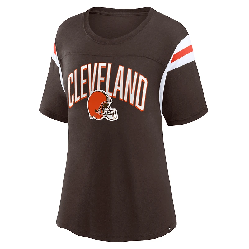 Women's Fanatics Brown Cleveland Browns Earned Stripes T-Shirt