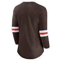 Women's Fanatics Brown Cleveland Browns First Team Arch Logo 3/4 Sleeve T-Shirt