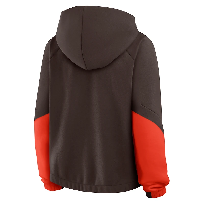 Women's Fanatics Brown Cleveland Browns Oversized Redzone Bubble Screen Pullover Hoodie