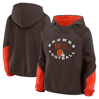 Women's Fanatics Brown Cleveland Browns Oversized Redzone Bubble Screen Pullover Hoodie
