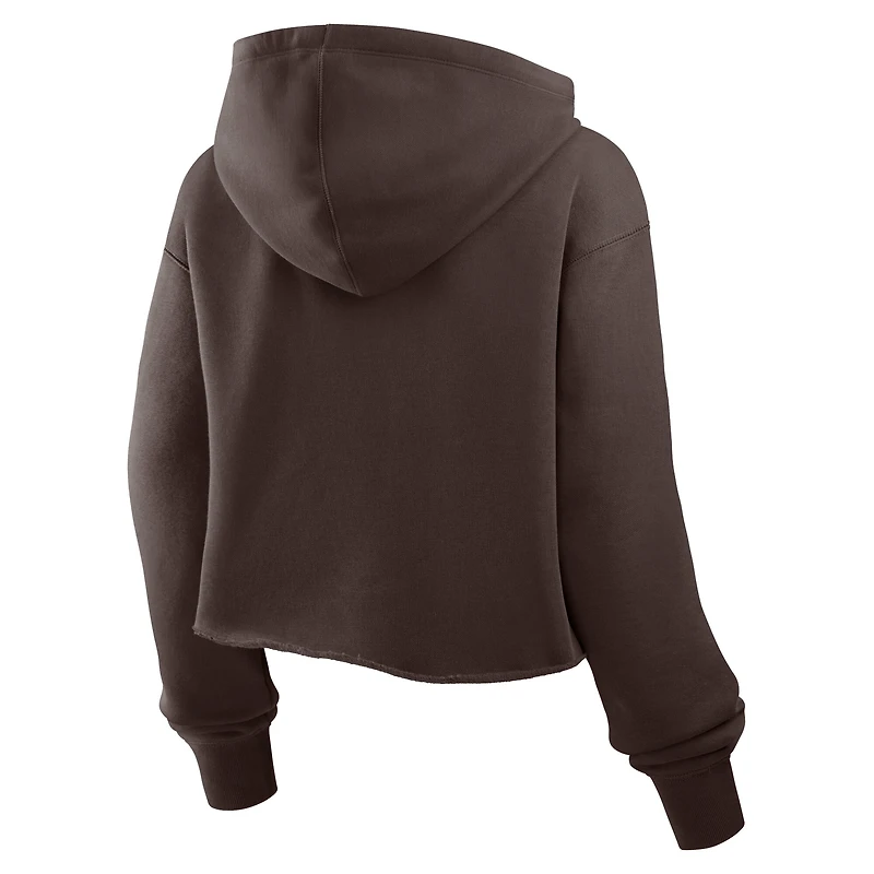 Sweat à capuche court oversize marron Cleveland Browns pour femme (Fanatics)