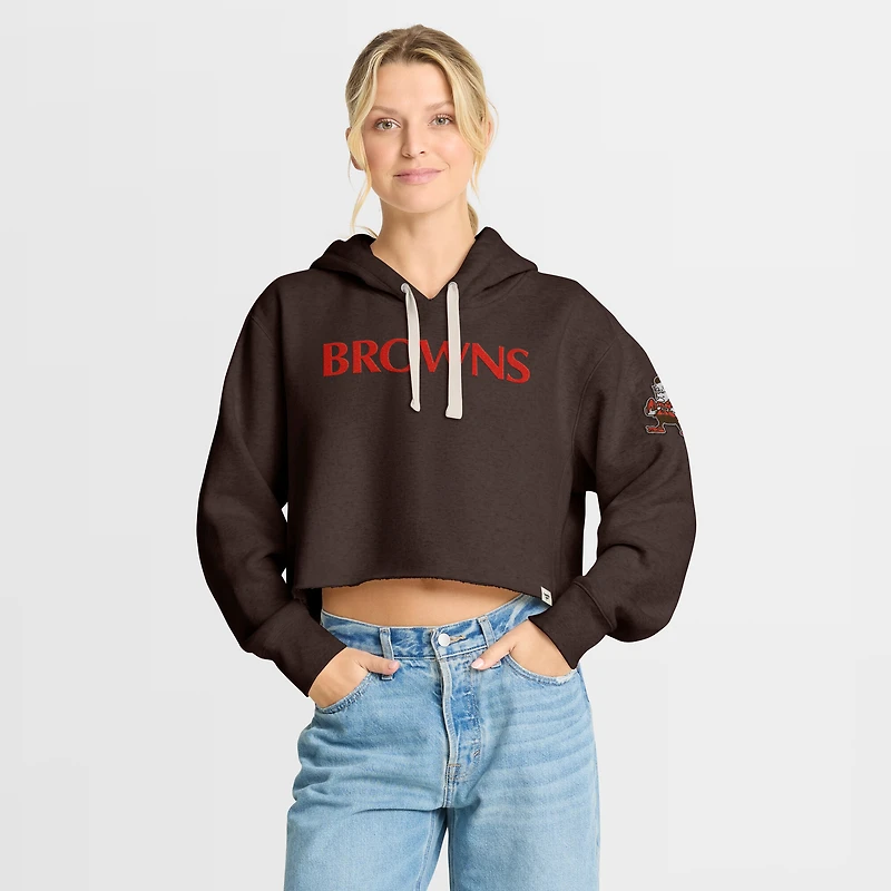 Sweat à capuche court surdimensionné marron Fanatics Cleveland Browns pour femme