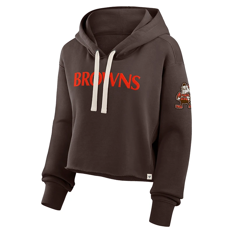 Sweat à capuche court surdimensionné marron Fanatics Cleveland Browns pour femme