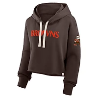 Sweat à capuche court surdimensionné marron Fanatics Cleveland Browns pour femme