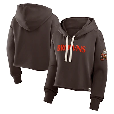 Sweat à capuche court surdimensionné marron Fanatics Cleveland Browns pour femme