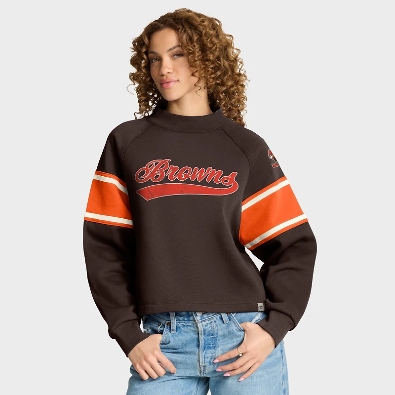 Pull surdimensionné à col montant Fanatics Brown des Cleveland Browns pour femme
