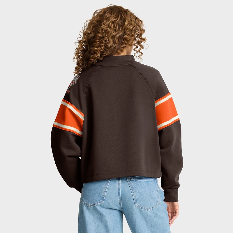 Women's Fanatics Brown Cleveland Browns Oversized Hometown Toss Sweep Mock Neck Pullover