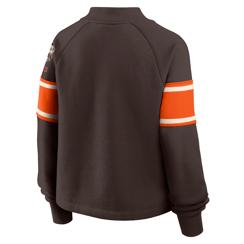 Pull surdimensionné à col montant Fanatics Brown des Cleveland Browns pour femme