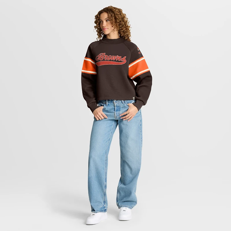 Women's Fanatics Brown Cleveland Browns Oversized Hometown Toss Sweep Mock Neck Pullover