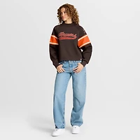 Women's Fanatics Brown Cleveland Browns Oversized Hometown Toss Sweep Mock Neck Pullover