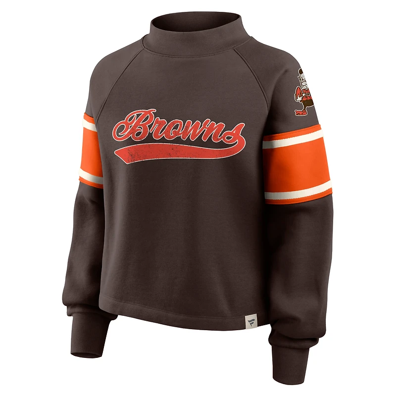 Pull surdimensionné à col montant Fanatics Brown des Cleveland Browns pour femme