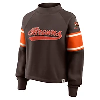 Pull surdimensionné à col montant Fanatics Brown des Cleveland Browns pour femme