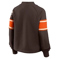 Women's Fanatics Brown Cleveland Browns Oversized Hometown Toss Sweep Mock Neck Pullover