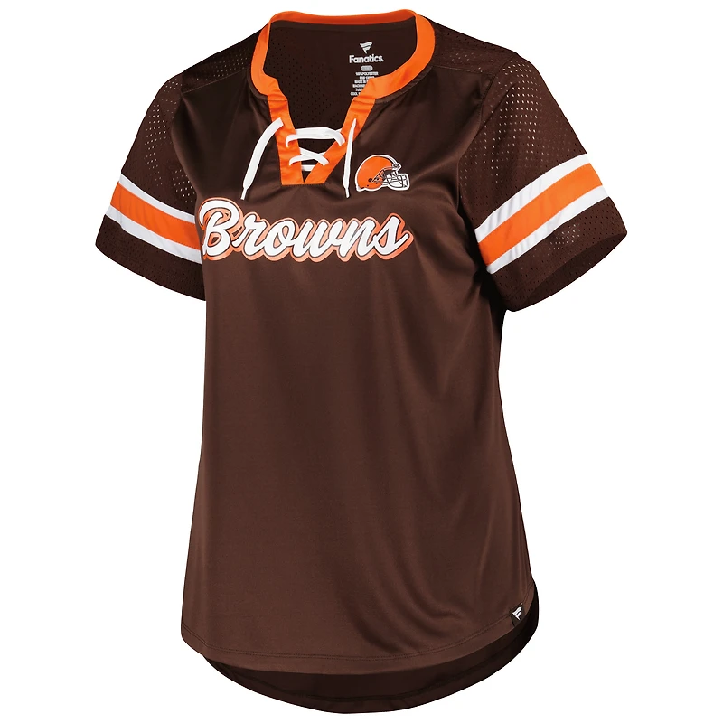 T-shirt à lacets taille plus Original State des Cleveland Browns Fanatics pour femmes marron