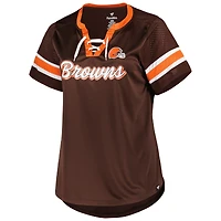T-shirt à lacets taille plus Original State des Cleveland Browns Fanatics pour femmes marron