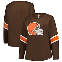 Women's Fanatics Brown Cleveland Browns Plus Redzone 3/4-Sleeve Scoop Neck T-Shirt