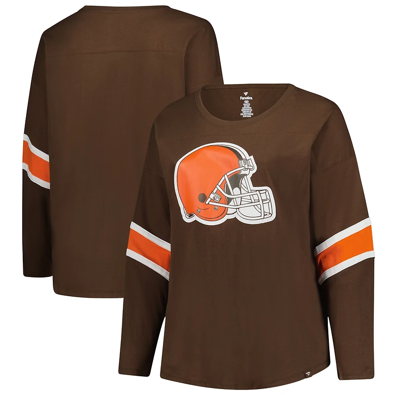 Women's Fanatics Brown Cleveland Browns Plus Redzone 3/4-Sleeve Scoop Neck T-Shirt