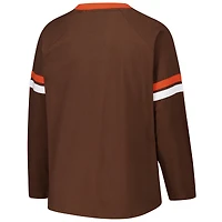 Women's Fanatics Brown Cleveland Browns Plus Won & Done Lace-Up V-Neck Long Sleeve T-Shirt