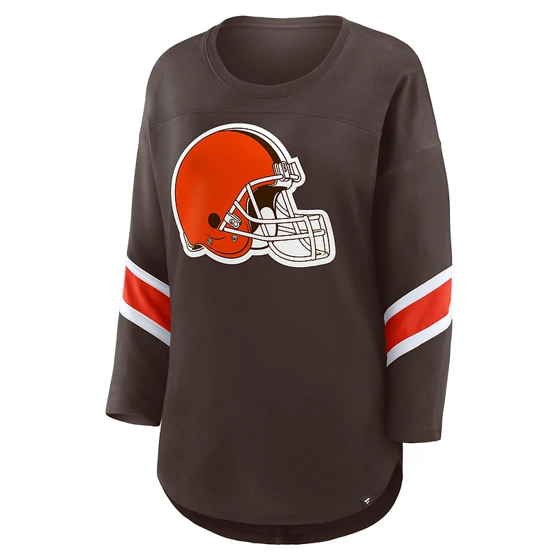 T-shirt Fanatics marron à manches 3/4 pour femme des Cleveland Browns Redzone