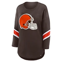 T-shirt Fanatics marron à manches 3/4 pour femme des Cleveland Browns Redzone