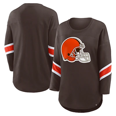 T-shirt Fanatics marron à manches 3/4 pour femme des Cleveland Browns Redzone
