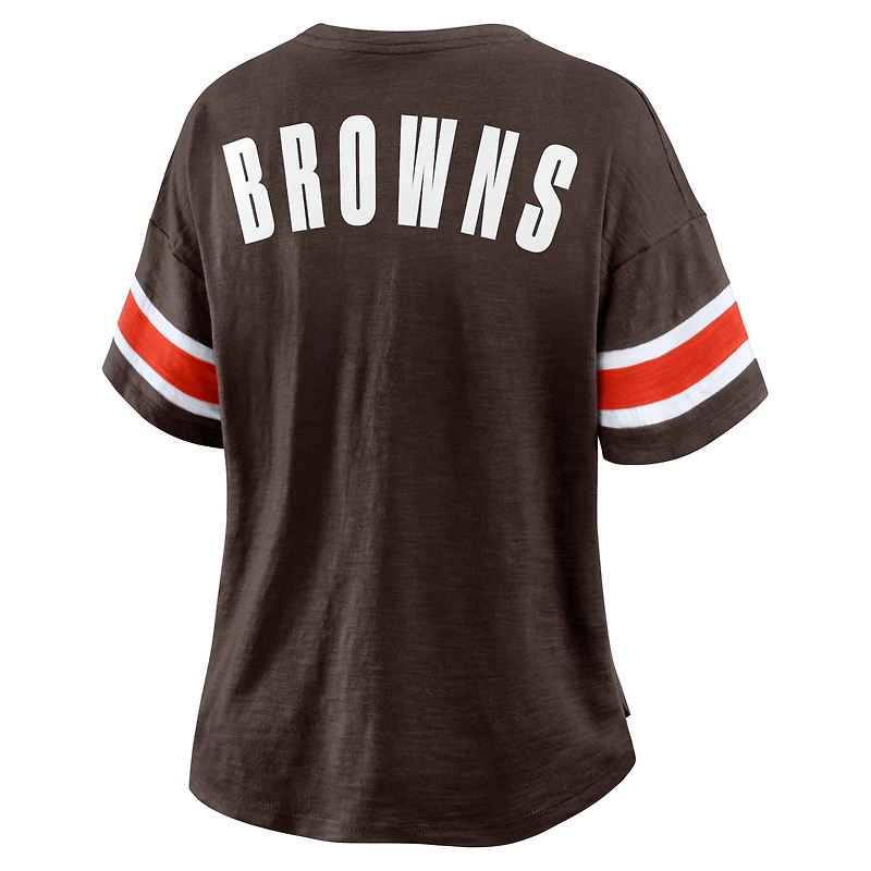 T-shirt Fanatics Brown pour femme, motif Redzone Curl Route des Cleveland Browns