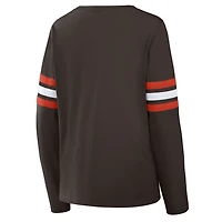 Women's Fanatics  Brown Cleveland Browns Team First Coverage Scheme Lace-Up Long Sleeve T-Shirt