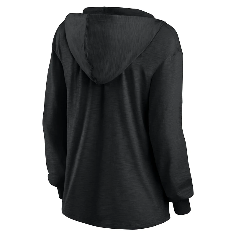 Women's Fanatics  Cleveland Browns Blackout Slub Hoodie V-Neck Long Sleeve T-Shirt