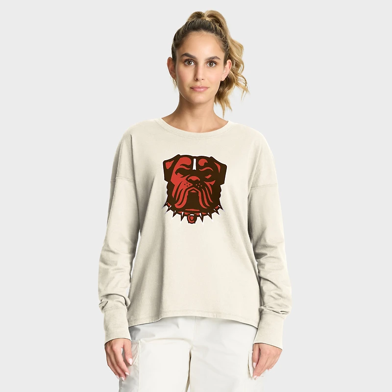 Women's Fanatics Cream Cleveland Browns Dove Legacy Long Sleeve T-Shirt