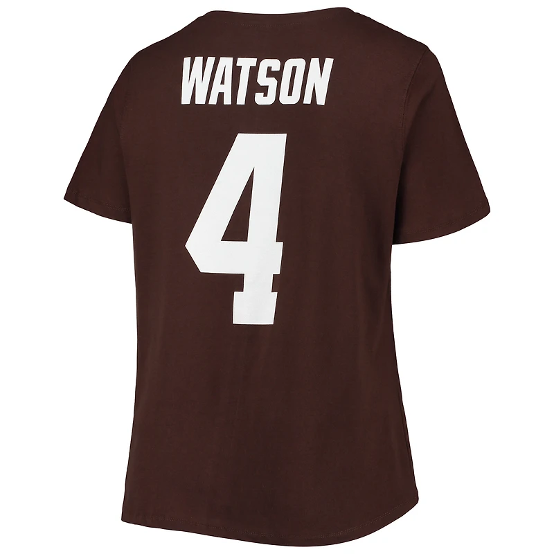 Fanatics pour femmes Deshaun Watson Brown Cleveland Browns Nom et numéro du joueur grande taille T-shirt à col en V