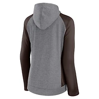 Women's Fanatics Gray/Brown Cleveland Browns Blind Side Raglan Full-Zip Hoodie