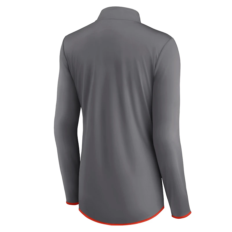 Haut à manches longues et fermeture éclair 1/4 Cleveland Browns Corner gris pour femme de Fanatics