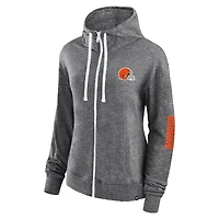Sweat à capuche léger entièrement zippé pour femmes Fanatics Heather Charcoal Cleveland Browns Opening Coin Flip