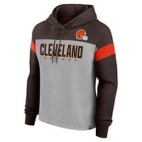 Women's Fanatics Heather Gray/Brown Cleveland Browns Bold Play Call Pullover Hoodie