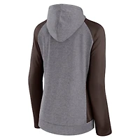 Fanatics pour femmes gris chiné/marron universitaire Cleveland Browns Blind Side Sweat à capuche léger entièrement zippé