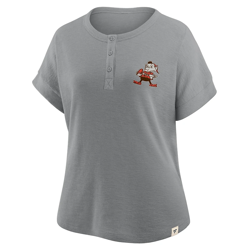 T-shirt Henley surdimensionné gris chiné Fanatics pour femme des Cleveland Browns, Hometown Premium