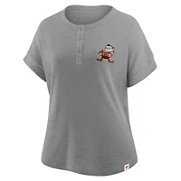 T-shirt Henley surdimensionné gris chiné Fanatics pour femme des Cleveland Browns, Hometown Premium